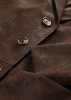Women's Faux Suede Blazer in Dark Brown, view 2