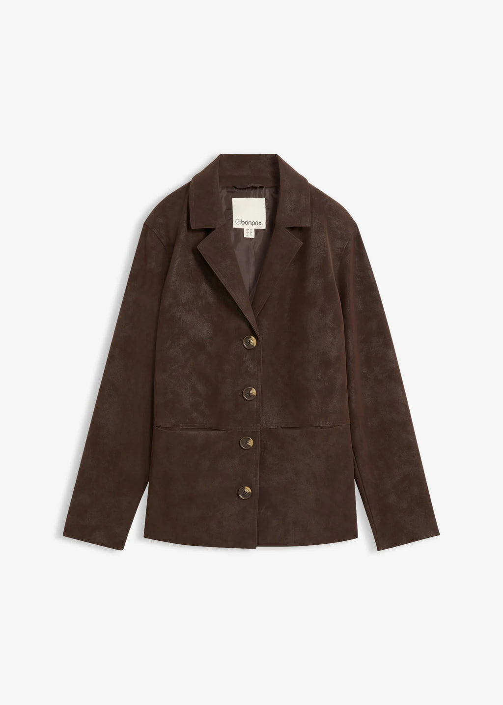 Women's Faux Suede Blazer in Dark Brown, view 1