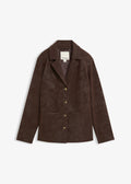 Women's Faux Suede Blazer in Dark Brown, view 1