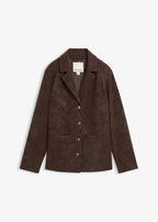 Women's Faux Suede Blazer in Dark Brown, view 1
