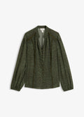 Women's Lace Blouse in Dark Olive Python Print, view 1