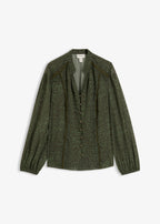 Women's Lace Blouse in Dark Olive Python Print, view 1