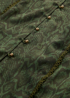 Women's Lace Blouse in Dark Olive Python Print, view 2