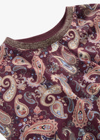 Women's Paisley Jersey Blouse in Burgundy Paisley, view 2