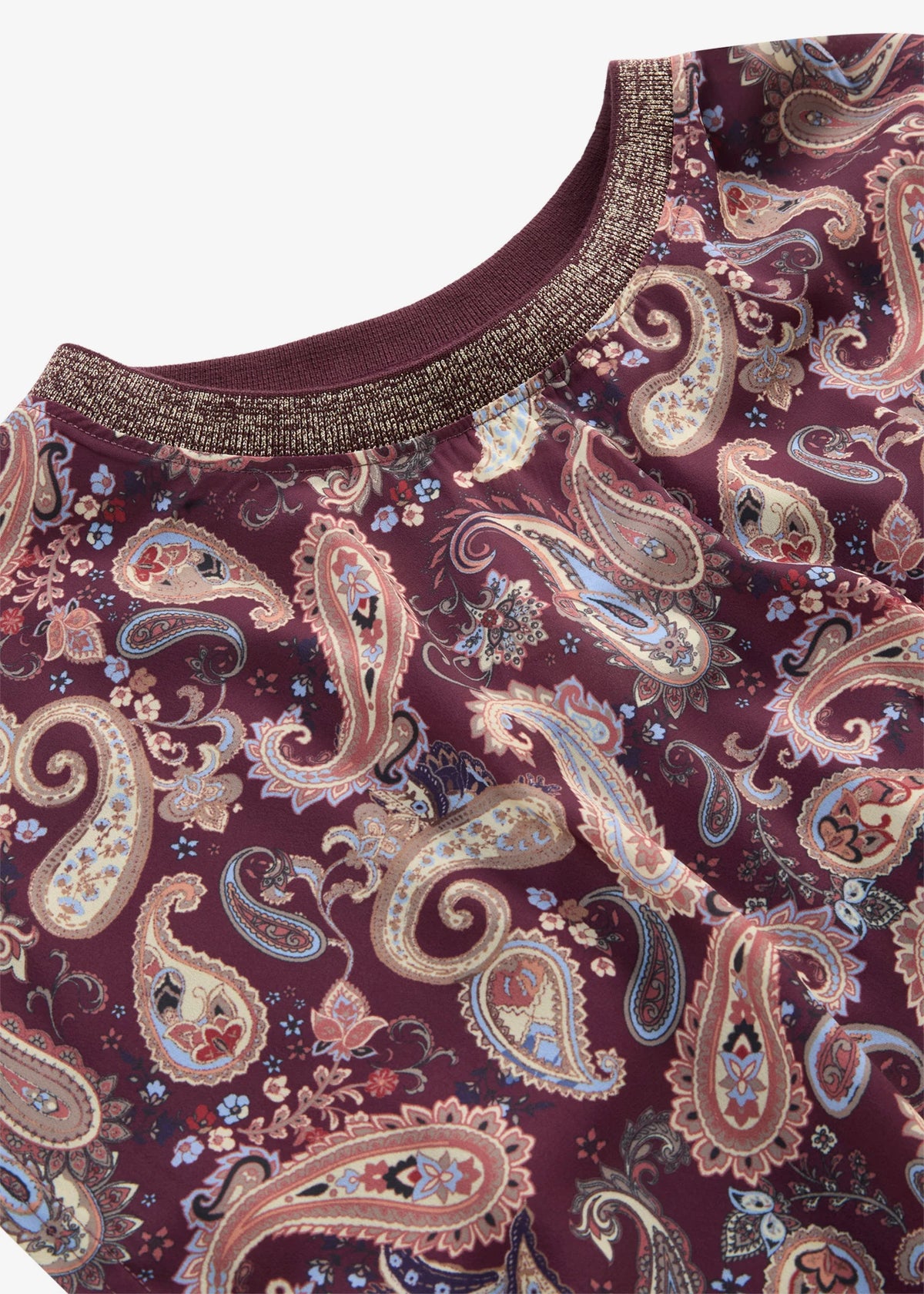 Women's Paisley Jersey Blouse in Burgundy Paisley, view 2
