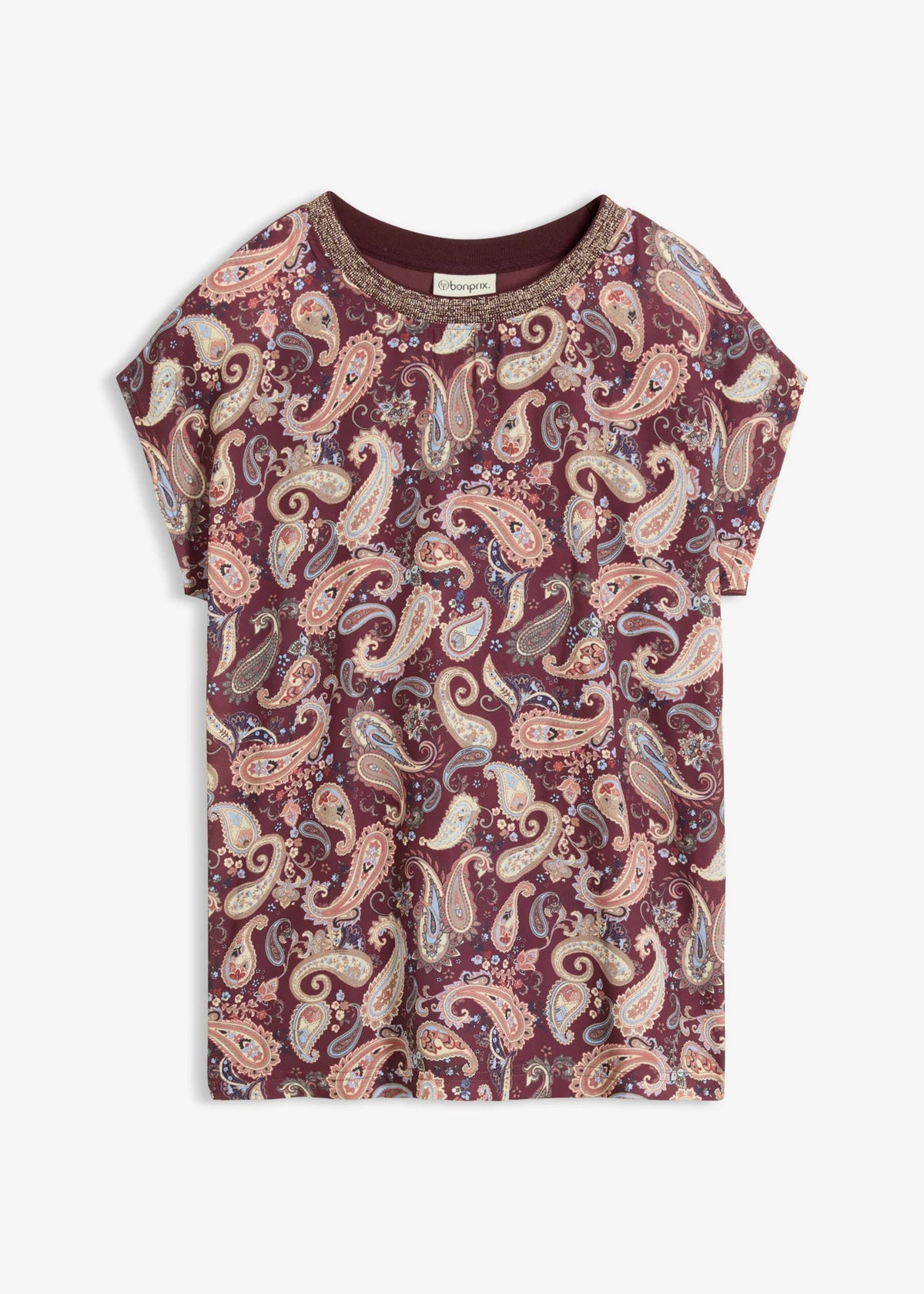 Women's Paisley Jersey Blouse in Burgundy Paisley, view 1