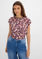 Women's Paisley Jersey Blouse in Burgundy Paisley, view 3