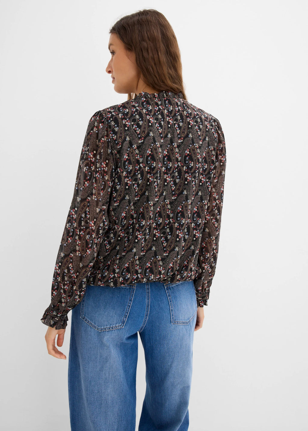 Women's Paisley Chiffon Blouse in Black Paisley, view 4