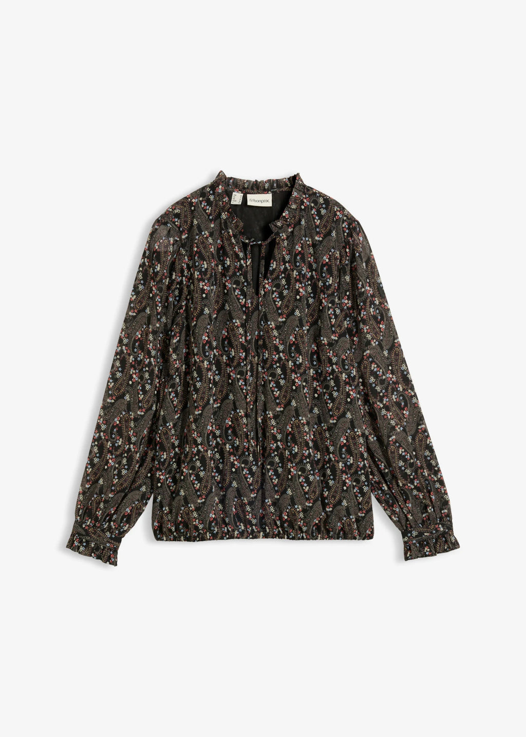 Women's Paisley Chiffon Blouse in Black Paisley, view 1