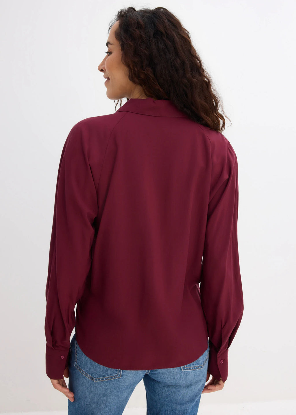 Women's Soft Viscose Blouse in Maple Red, view 3