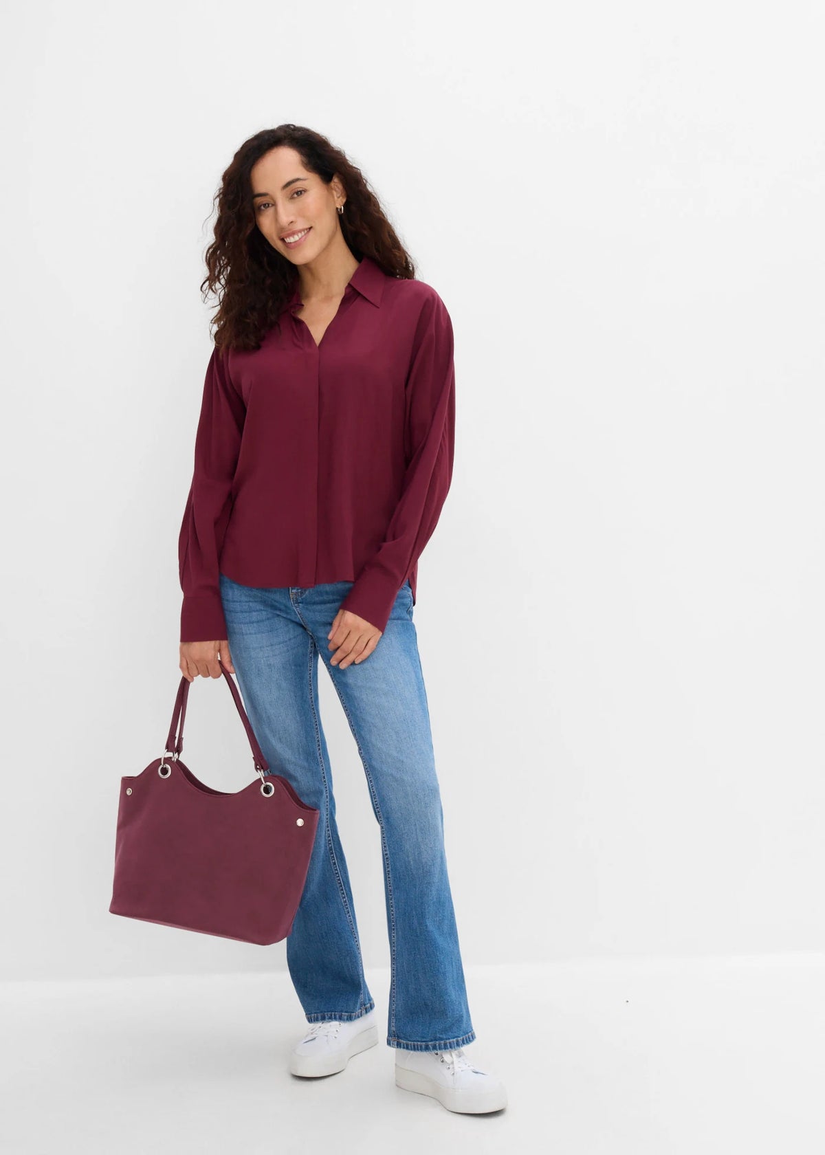 Women's Soft Viscose Blouse in Maple Red, view 4
