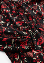 Women's Flowing Viscose Blouse in Brown, Black, Beige and Orange Print, view 2
