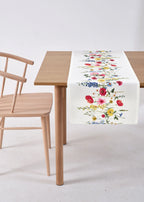 Floral Print Table Runner in Multicolor and White, view 2