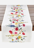 Floral Print Table Runner in Multicolor and White, view 1