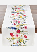 Floral Print Table Runner in Multicolor and White, view 1