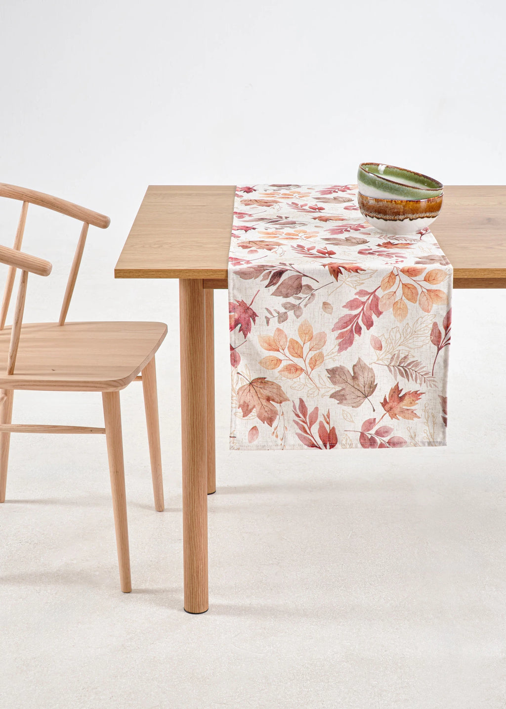 Decorative Table Runner in Brown, Dark Red and Cream, view 2