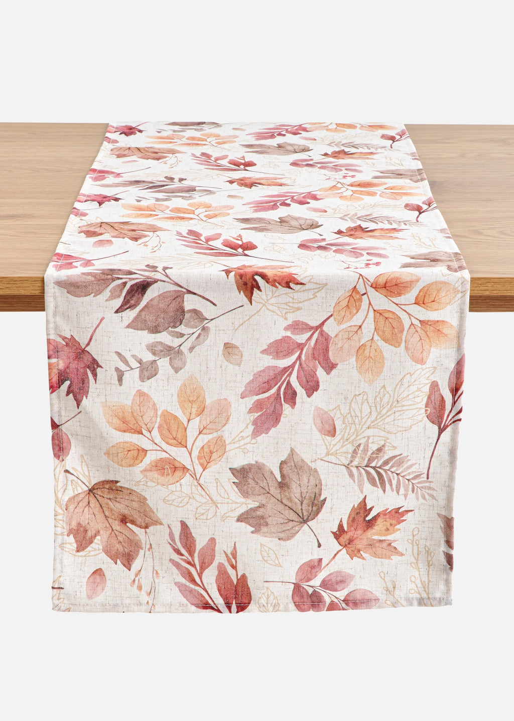 Decorative Table Runner in Brown, Dark Red and Cream, view 1