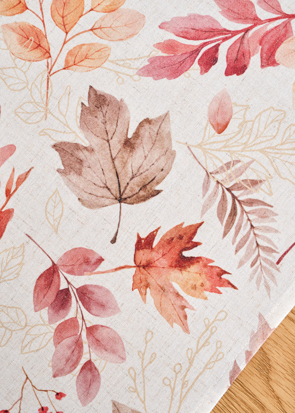 Decorative Table Runner in Brown, Dark Red and Cream, view 3