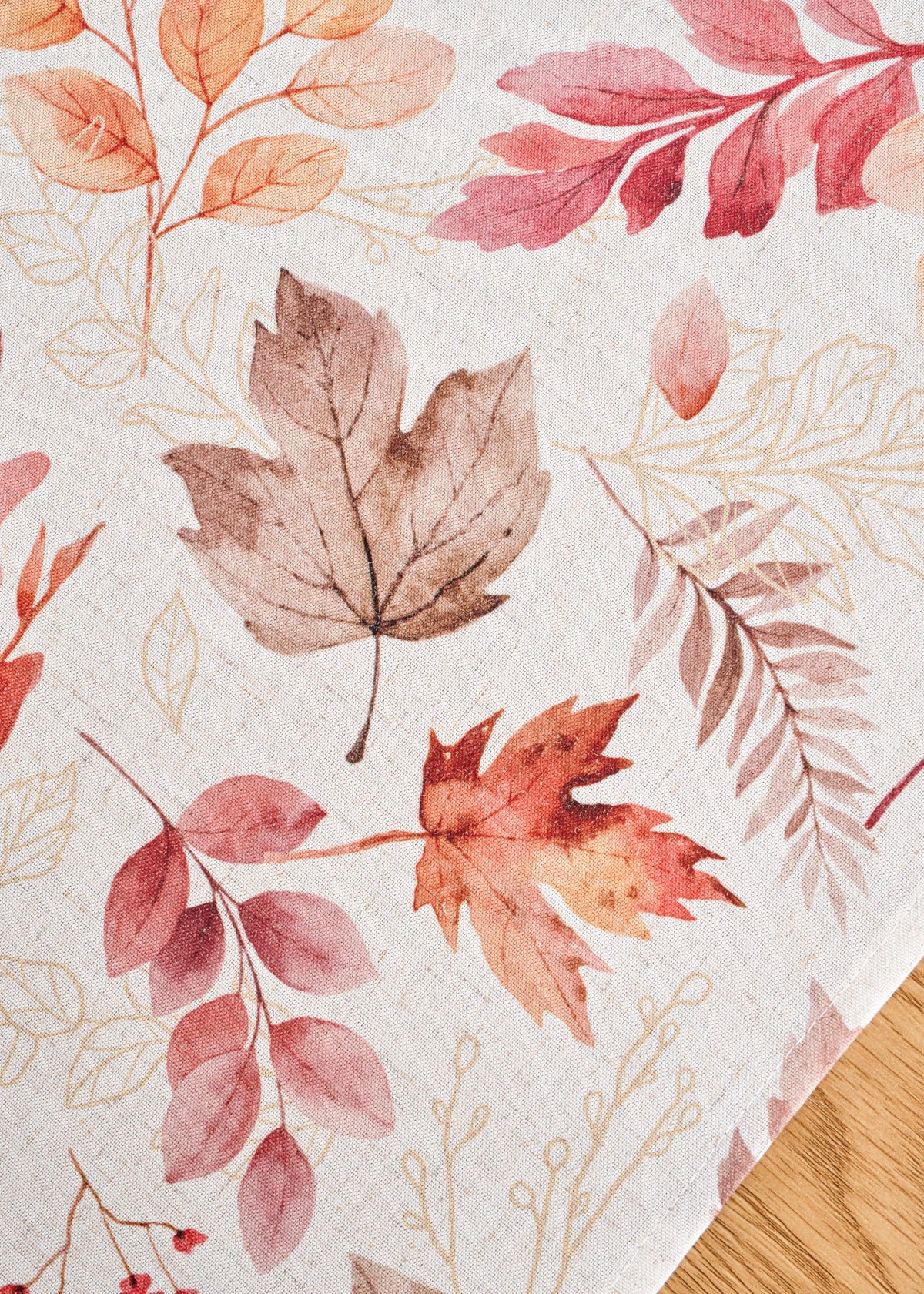 Decorative Table Runner in Brown, Dark Red and Cream, view 3