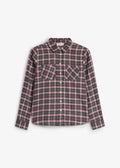 Girls' Pure Cotton Flannel Shirt in Fuchsia, Silver and Anthracite Check, view 1