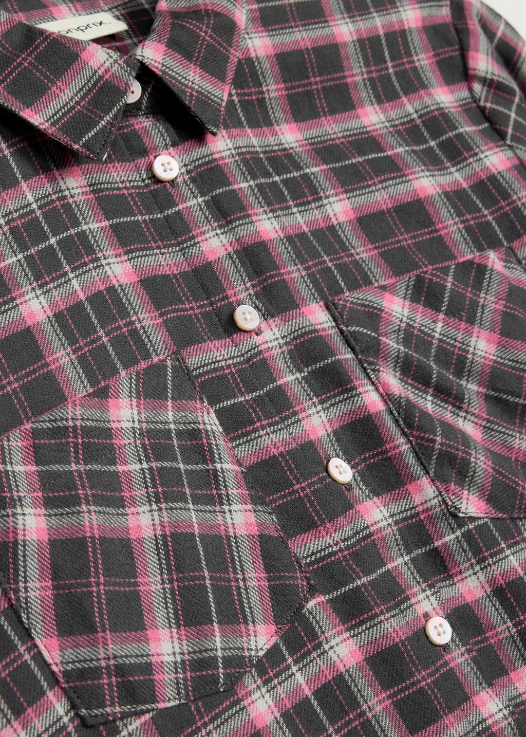Girls' Pure Cotton Flannel Shirt in Fuchsia, Silver and Anthracite Check, view 3