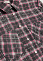Girls' Pure Cotton Flannel Shirt in Fuchsia, Silver and Anthracite Check, view 3