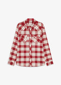 Men's Pure Cotton Checked Flannel Shirt in Red and Cream Check, view 1