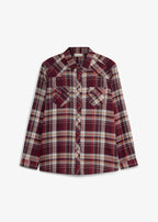 Men's Pure Cotton Flannel Shirt in Burgundy Check, view 1