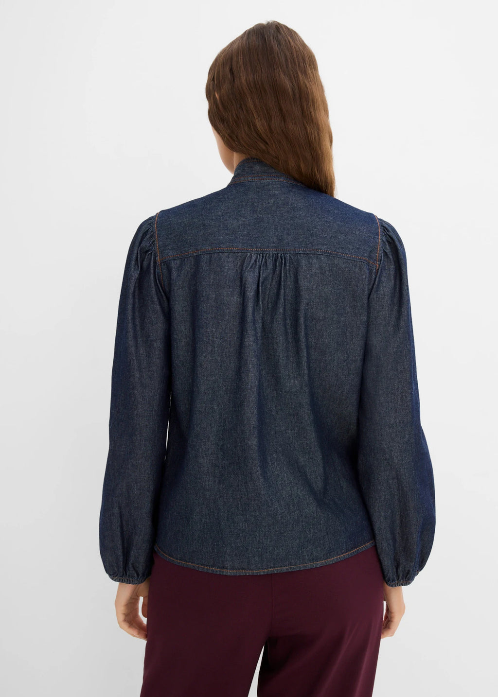 Women's Pure Cotton Denim Shirt in Deep Blue Raw Denim, view 4