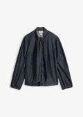Women's Pure Cotton Denim Shirt in Deep Blue Raw Denim, view 1