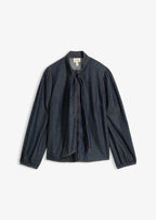 Women's Pure Cotton Denim Shirt in Deep Blue Raw Denim, view 1