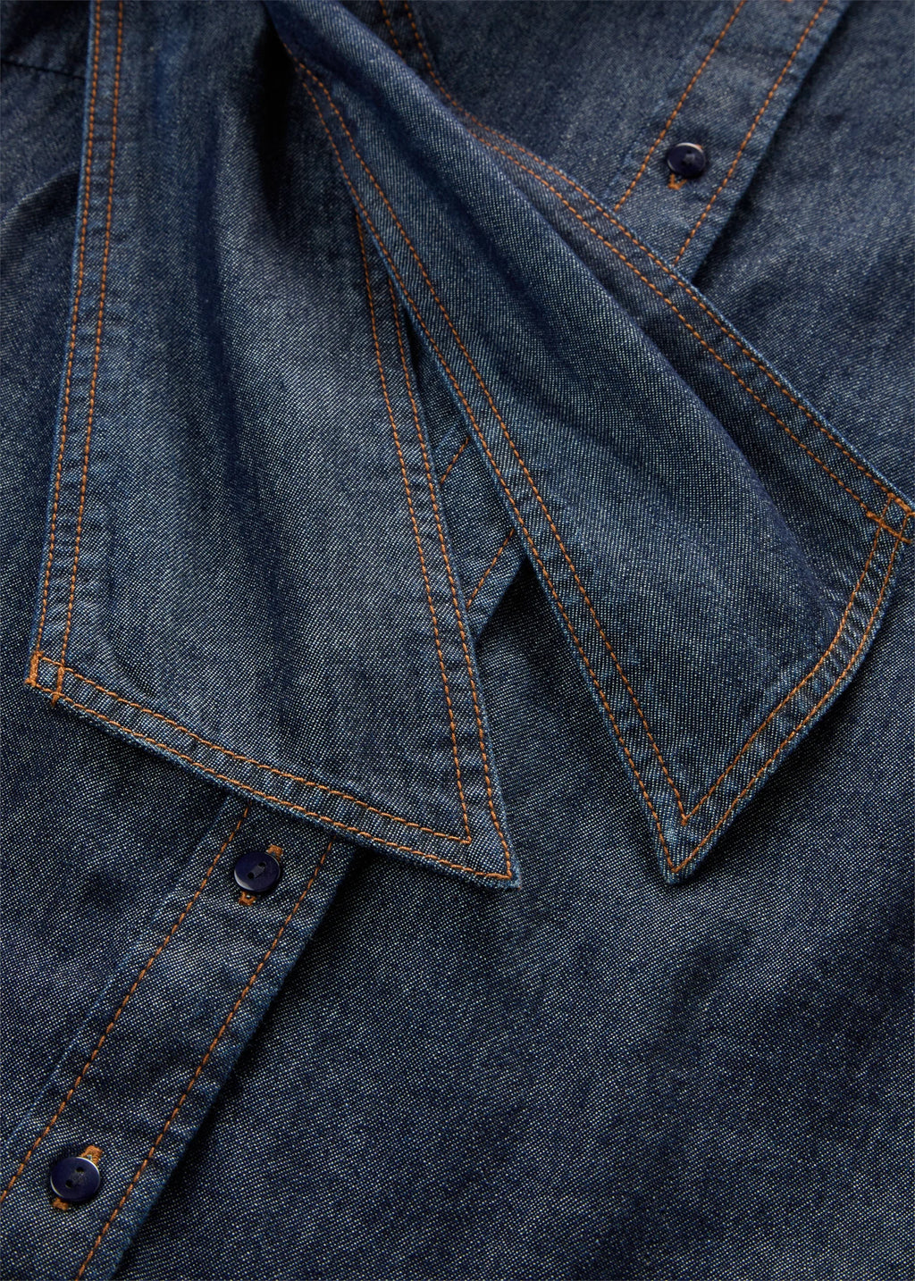 Women's Pure Cotton Denim Shirt in Deep Blue Raw Denim, view 2