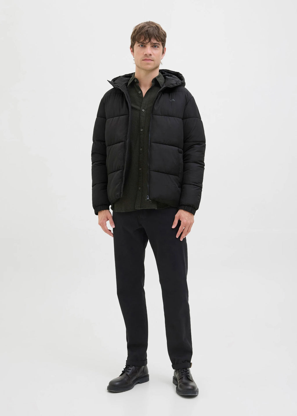 Men's JJ REBEL Puffer Jacket in Black, view 3