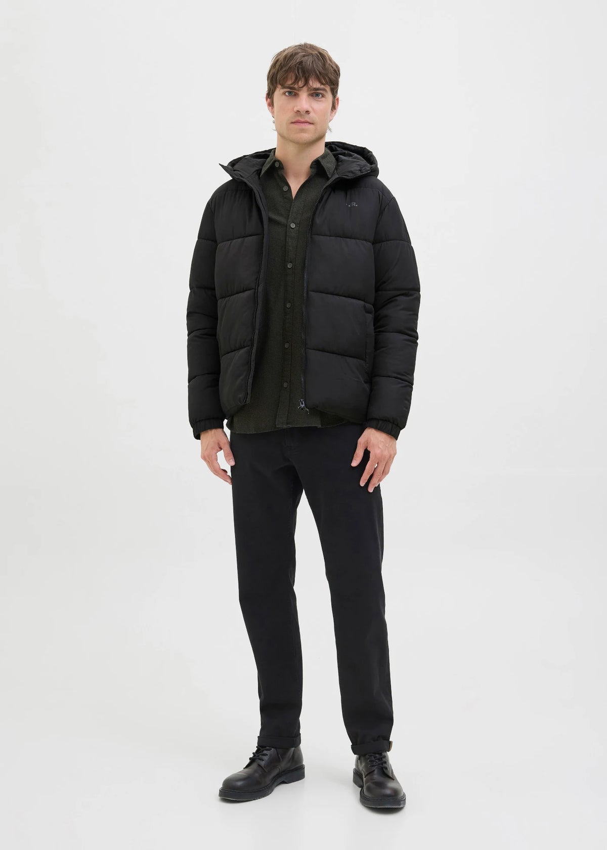 Men's JJ REBEL Puffer Jacket in Black, view 3