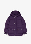 Girls' Lurchi Water-Repellent Puffer Jacket in Dark Purple, view 1