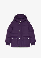 Girls' Lurchi Water-Repellent Puffer Jacket in Dark Purple, view 1