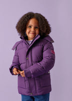Girls' Lurchi Water-Repellent Puffer Jacket in Dark Purple, view 4