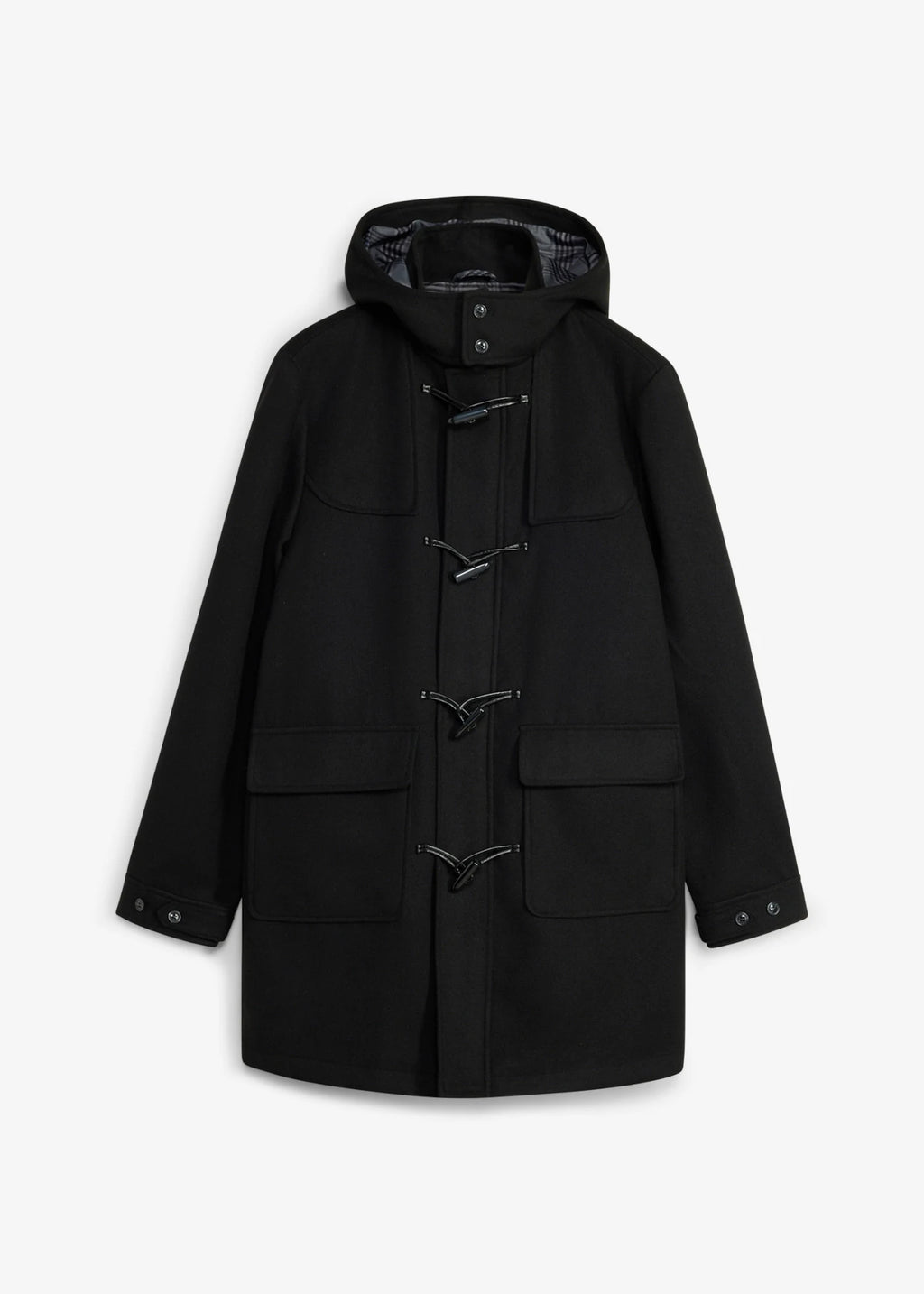 Men's Warm Winter Duffle Coat in Black, view 1