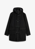 Men's Warm Winter Duffle Coat in Black, view 1