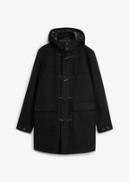 Men's Warm Winter Duffle Coat in Black, view 1