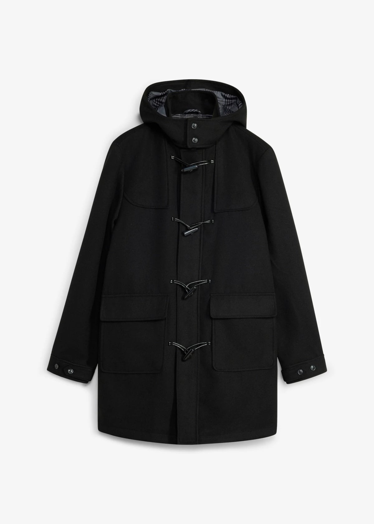 Men's Warm Winter Duffle Coat in Black, view 1