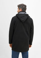 Men's Warm Winter Duffle Coat in Black, view 4