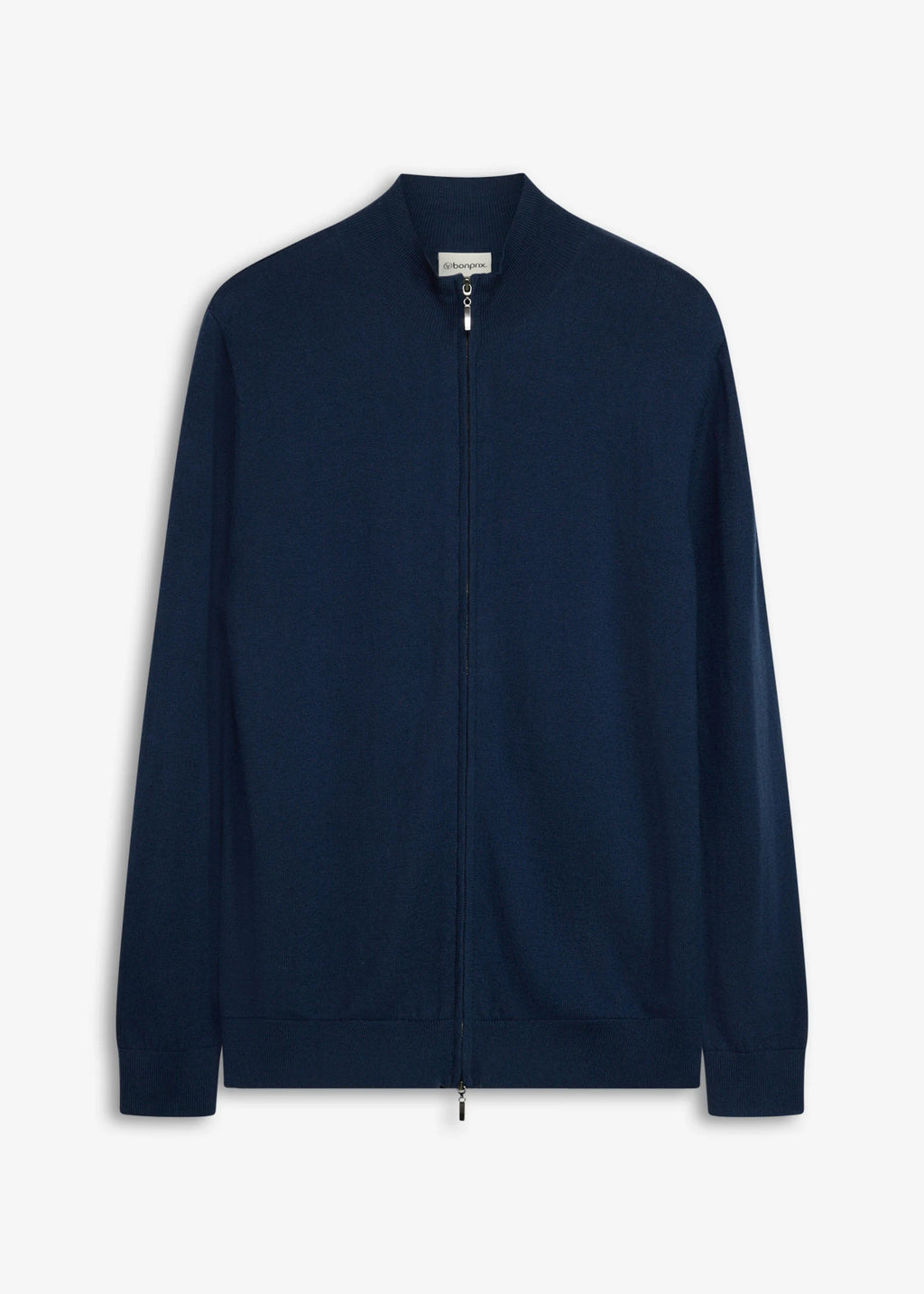 Men's Fine Knit Cardigan with Merino Wool in Dark Blue, view 1