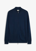 Men's Fine Knit Cardigan with Merino Wool in Dark Blue, view 1