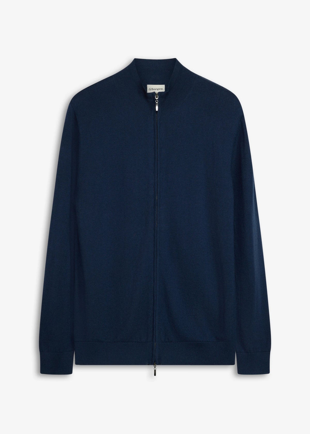 Men's Fine Knit Cardigan with Merino Wool in Dark Blue, view 1