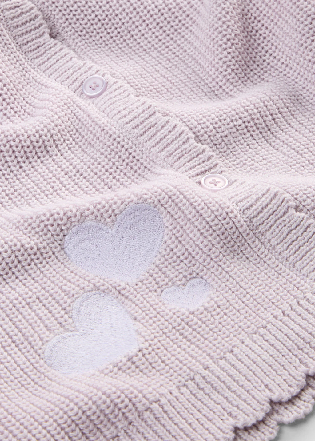 Girls' Chunky Cotton Blend Cardigan in Heather Smoky Mauve, view 3