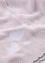 Girls' Chunky Cotton Blend Cardigan in Heather Smoky Mauve, view 3