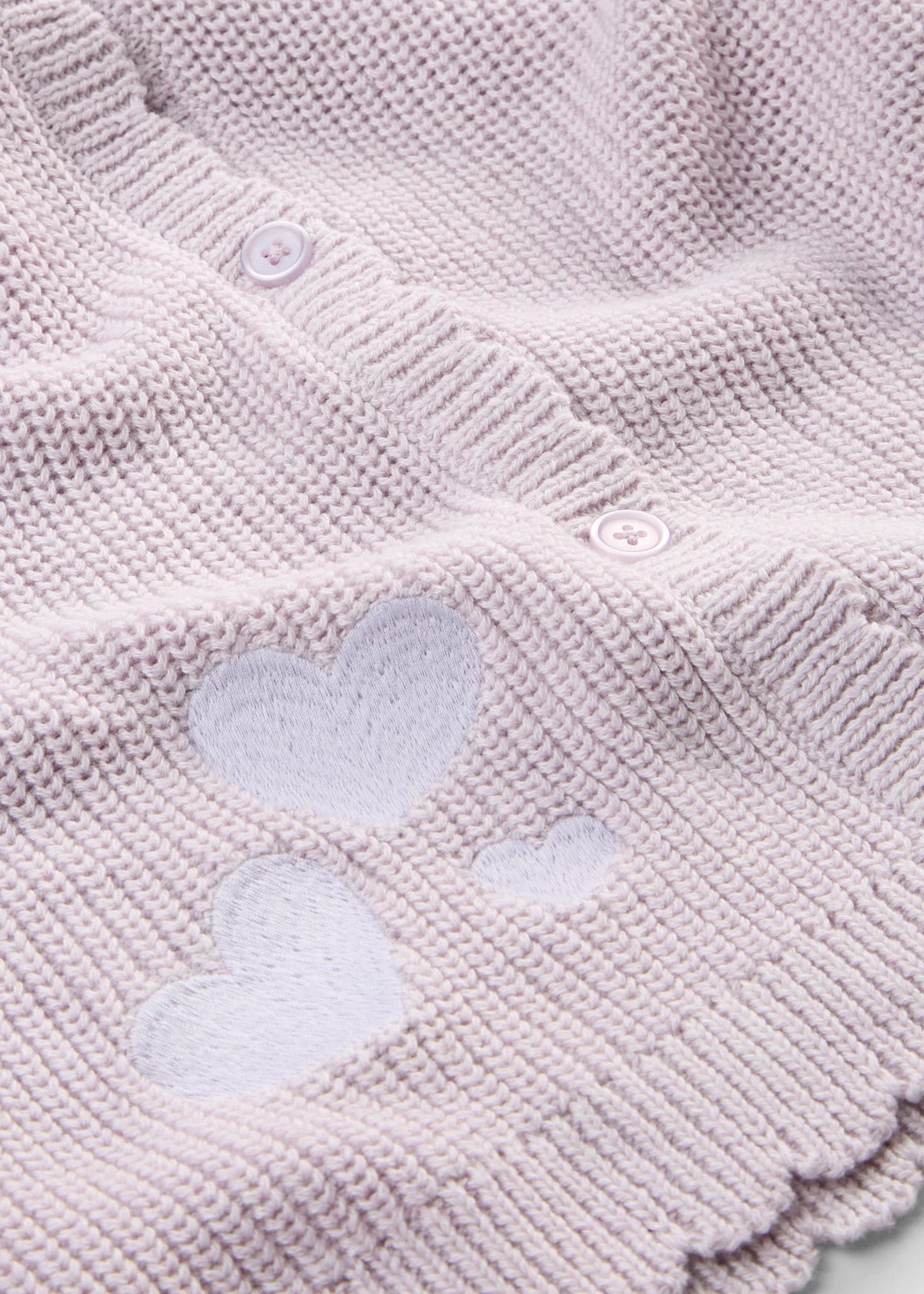 Girls' Chunky Cotton Blend Cardigan in Heather Smoky Mauve, view 3