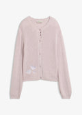 Girls' Chunky Cotton Blend Cardigan in Heather Smoky Mauve, view 1