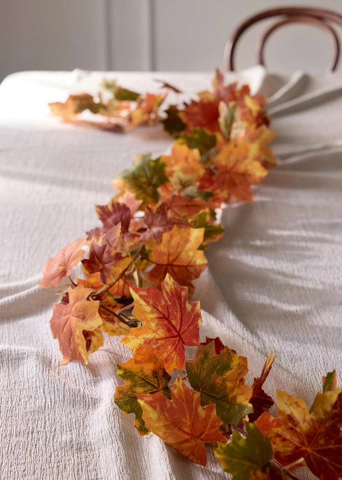 Artificial Autumn Leaf Garland in Red, Green and Yellow, view 2